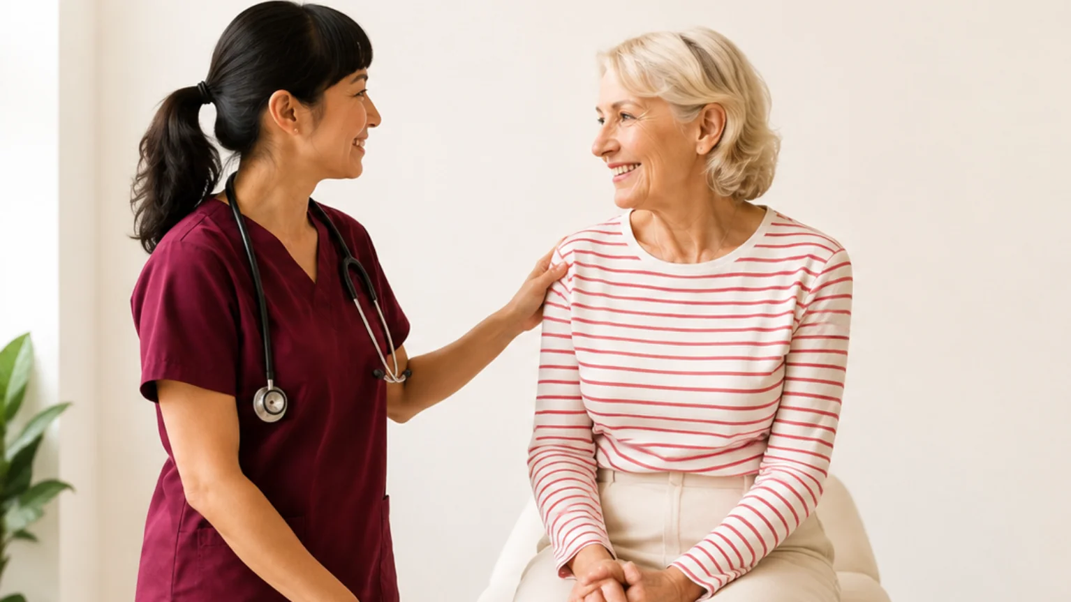 Professionnelle de la santé en consultation avec une patiente à la Clinique médicale Saint-Louis dans le secteur Sainte-Foy-Sillery à Québec