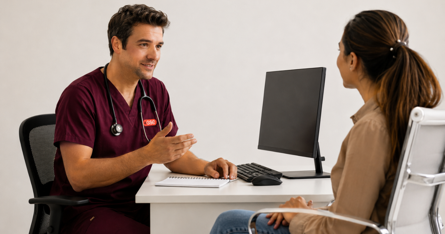Jeune médecin homme en consultation à la Clinique médicale Saint-Louis de Québec